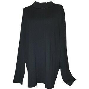 Elisabeth Black Mock Neck Beaded Detail Long Sleeve Sweater Top Plus Size 2X